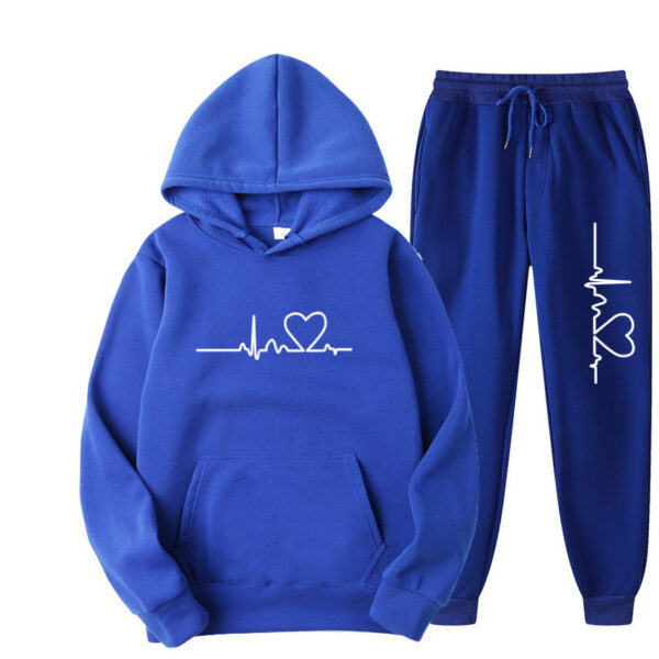 Men's And Women's Fleece-lined Sweater Suit Autumn And Winter Heart Figure Hoodie