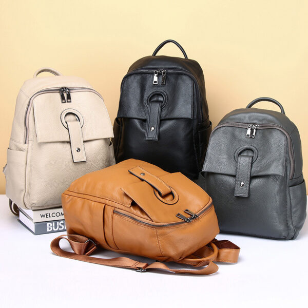 Women's Genuine Leather Fashion Large Capacity Shoulder Backpack