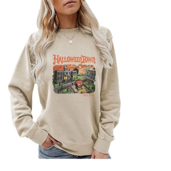 New Halloweentown Printed Sweater Loose All-match Round Neck